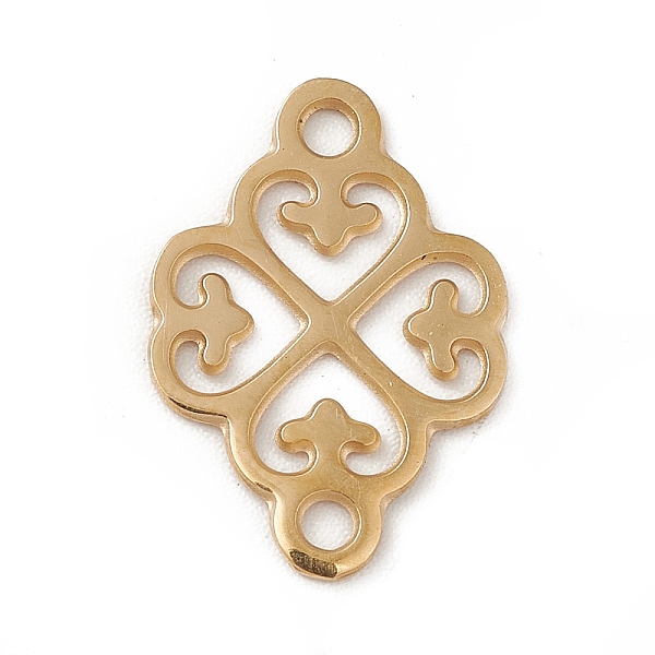 

PandaHall Ion Plating(IP) 304 Stainless Steel Connector Charms, Hollow Clover Links, Real 14K Gold Plated, 17x11.5x0.6mm, Hole: 1.6mm 304...