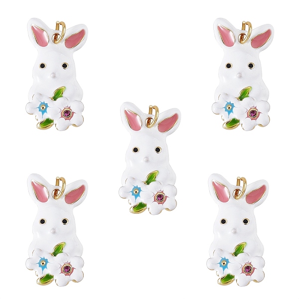 

PandaHall 5Pcs Rack Plating Brass Micro Pave Cubic Zirconia Pendants, with Enamel and Jump Ring, Rabbit, Cadmium Free & Nickel Free & Lead...