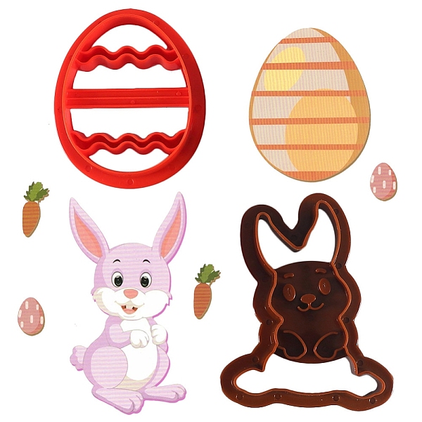 

PandaHall Plastic Cookie Cutters, Cookies Moulds, DIY Biscuit Baking Tool for Easter, Mixed Color, Egg and Rabbit, Easter Theme Pattern..., Multicolor