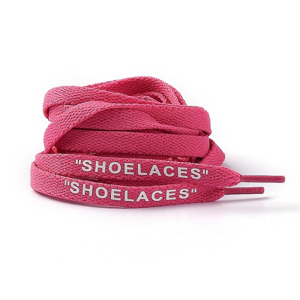 PandaHall Polyester Flat Custom Shoelace, Flat Sneaker Shoe String with Word, for Kids and Adults, Hot Pink, 1200x9x1.5mm, 2pcs/Pair...