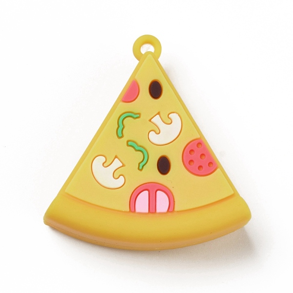 

PandaHall PVC Plastic Pendants, Pizza, Gold, 43.5x41x17mm, Hole: 3mm PVC Food Gold