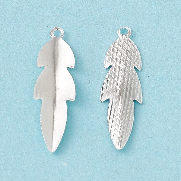 

PandaHall Brass Pendants, Cadmium Free & Lead Free, Leaf Charm, 925 Sterling Silver Plated, 20.5x6x1.5mm, Hole: 1mm Brass Leaf