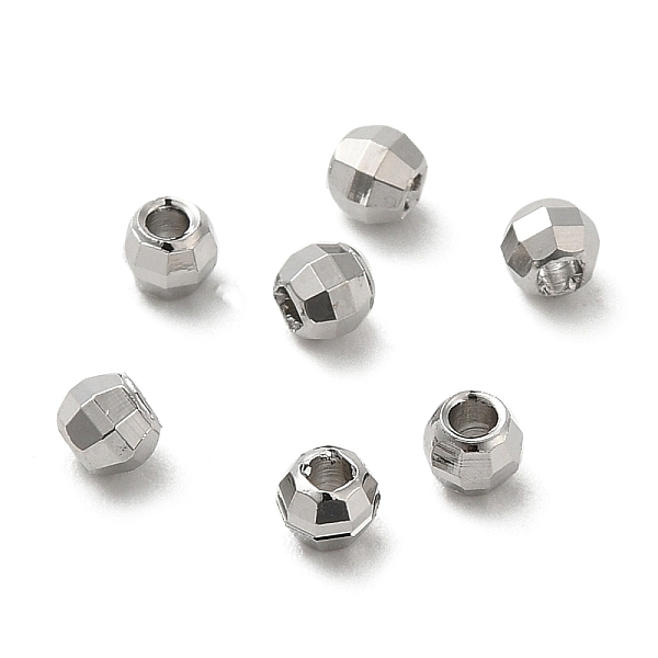 

PandaHall Brass Spacer Beads, Faceted, Barrel, Real Platinum Plated, 3x2.3mm, Hole: 1.2mm Brass Barrel