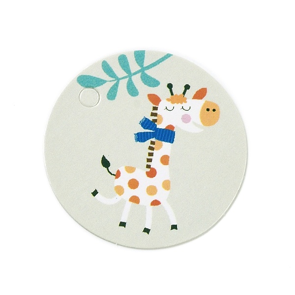 

PandaHall Kraft Paper Gift Tags, Flat Round with Animal Pattern, Giraffe Pattern, 3x0.02cm, Hole: 3mm, about 100pcs/bag Paper Giraffe