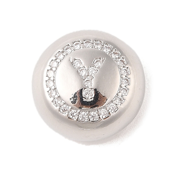 

PandaHall Rack Plating Brass & Clear Cubic Zirconia Pendants, Cadmium Free & Lead Free, Long-Lasting Plated, Flat Round with Letter, Letter...
