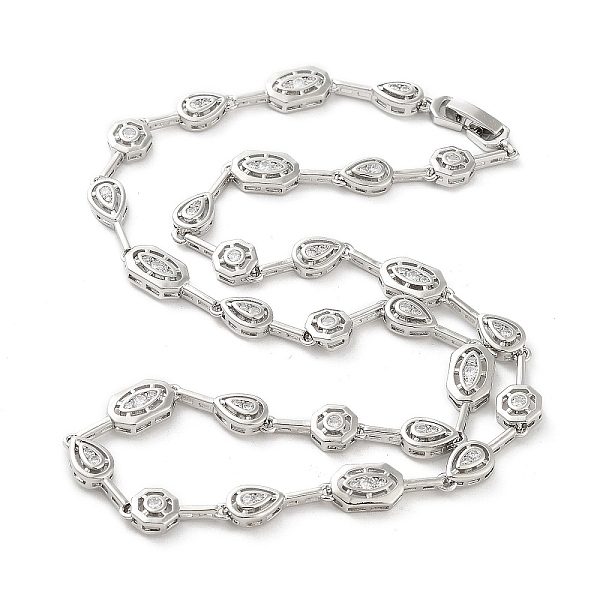 

PandaHall Brass Micro Pave Cubic Zirconia Chain Necklaces , Platinum, 18.46 inch(469mm) Brass