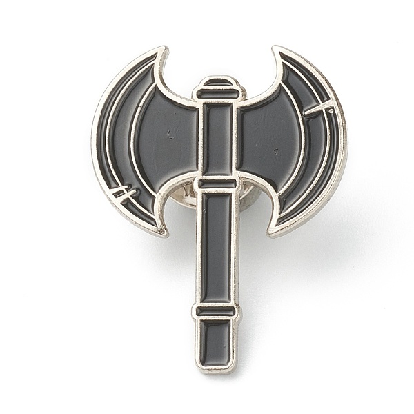 

PandaHall Alloy Enamel Brooches, Enamel Pin, with Butterfly Clutches, Axe, Black, Platinum, 32.5x25x10mm, Pin: 1.1mm. Alloy