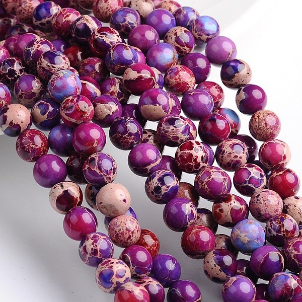 

PandaHall Dyed & Heated Natural Imperial Jasper Round Bead Strands, Purple, 8mm, Hole: 1mm, about 49pcs/strand, 16 inch Imperial Jasper...