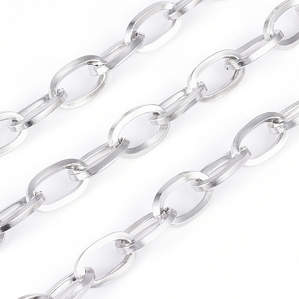 

PandaHall 304 Stainless Steel Cable Chains, Unwelded, with Spool, Flat Oval, Stainless Steel Color, 13x6x1mm, about 32.8 Feet(10m)/roll 304...