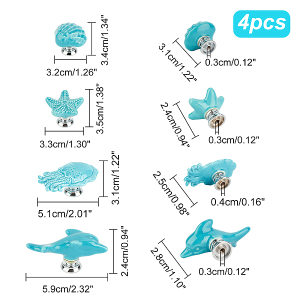 

PandaHall Gorgecraft Porcelain Drawer Knobs, with Zinc Alloy Finding and Iron Screw, for Home, Cabinet, Cupboard and Dresser, Mixed Shapes...