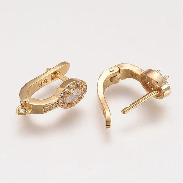 

PandaHall Brass Micro Pave Cubic Zirconia Hoop Earring Findings with Latch Back Closure, Real 18K Gold Plated, 20x6.5x14mm, Hole: 1.5mm, pin...