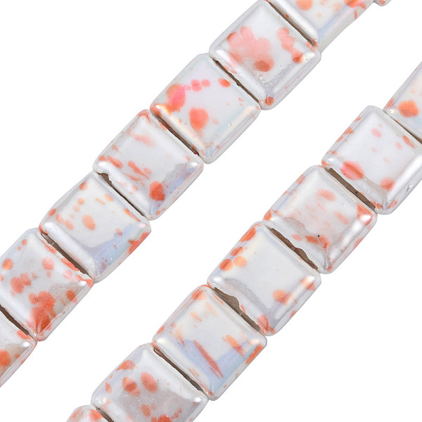 

PandaHall Handmade Porcelain Bead Strands, Famille Rose Style, Flat Hole Beads, Square, Coral, 15x16~16.5x7mm, Hole: 2.5x11mm, about..., Red