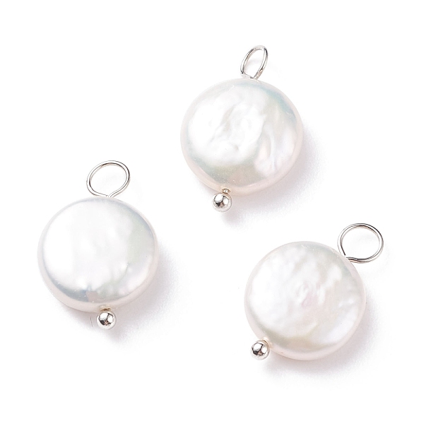 

PandaHall Natural Baroque Pearl Keshi Pearl Pendants, Cultured Freshwater Pearl, with Brass Loops, Flat Round, Floral White, Platinum...