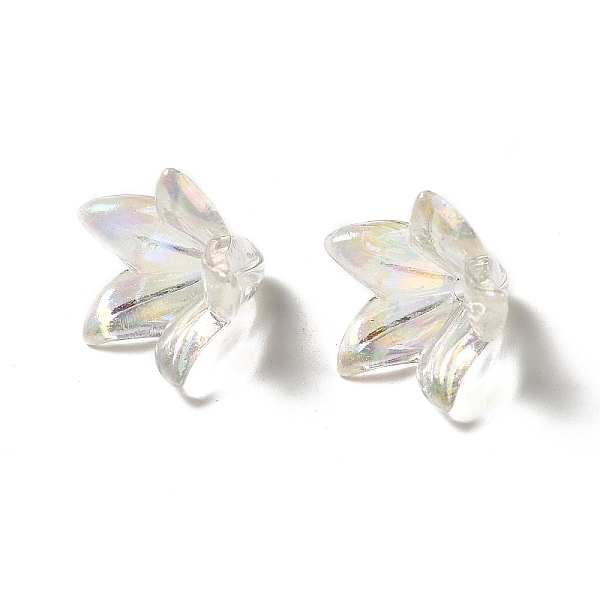

PandaHall Transparent Acrylic Bead Caps, Lily Flower, Clear AB, 16x12mm, Hole: 1.2mm, 825pcs/500g Acrylic White