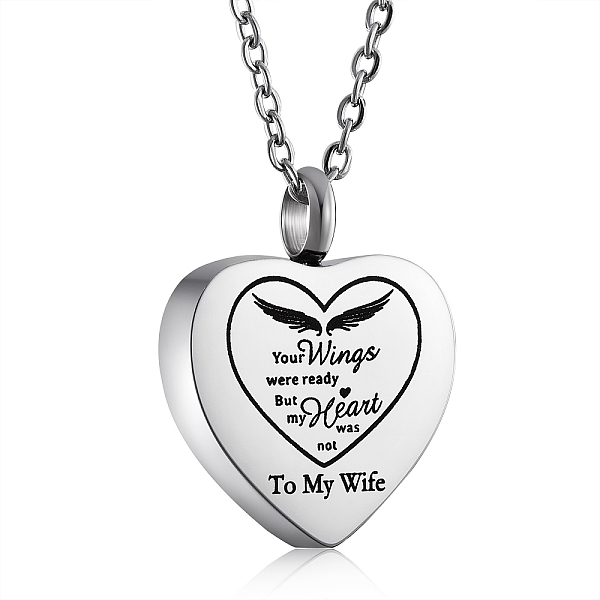 

PandaHall Stainless Steel Heart Urn Ashes Pendant Necklace, Word To My Uncle Memorial Jewelry for Men Women, Stainless Steel Color, 19.69...
