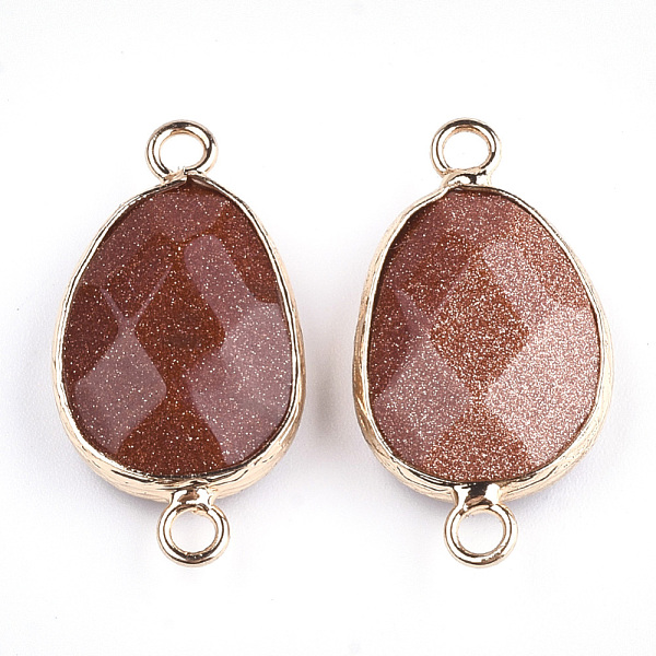 

PandaHall Synthetic Goldstone Links connectors, with Brass Findings, Nickel Free, Faceted, teardrop, Golden, 27.5x14.5~15x6~6.5mm, Hole: 2mm...