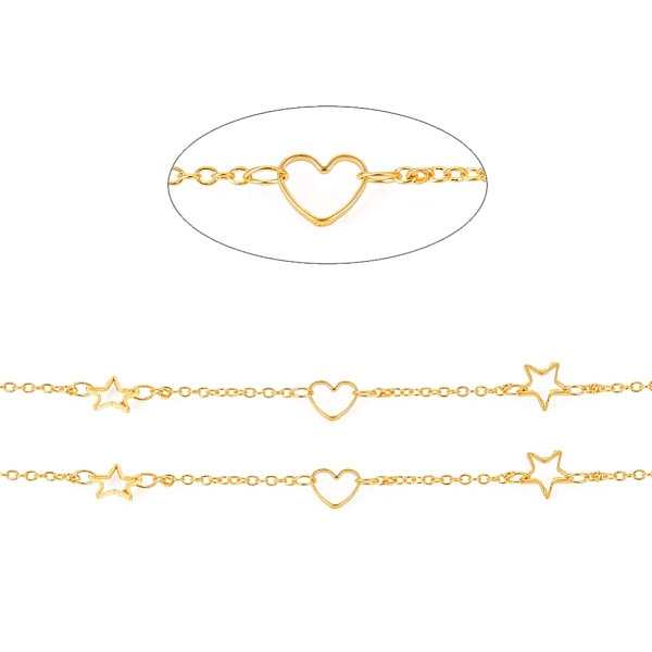 

PandaHall Brass Cable Chains, with Linking Rings, Soldered, with Spool, Long-Lasting Plated, Heart & Star,Real 18K Gold Plated, 1.6x2x0.4mm...