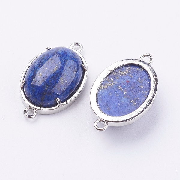 

PandaHall Brass Natural Lapis Lazuli Links Connectors, Oval, Platinum, 15~15.5x25.5~26x6.5~7mm, Hole: 1.5~2mm Lapis Lazuli Oval