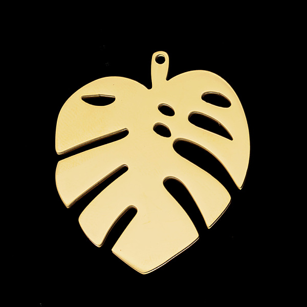 

PandaHall Vacuum Plating 201 Stainless Steel Pendants, Laser Cut, Leaf, Golden, 39x33x1mm, Hole: 1.5mm 201 Stainless Steel Leaf