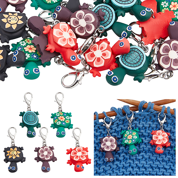 

PandaHall 20 Pcs Turtle Crochet Stitch Marker, 5 Styles Handmade Sea Turtle Locking Stitch Marker with Flower Sun Patterns Crochet Ring for..., Multicolor