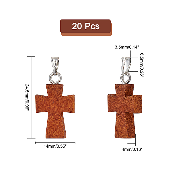 

PandaHall 20 Pcs Natural Wood Cross Pendants, Mini Cross Charms Unfinished Wood Small Cross Beads for Easter DIY Crafts Bracelet Necklace..., Brown