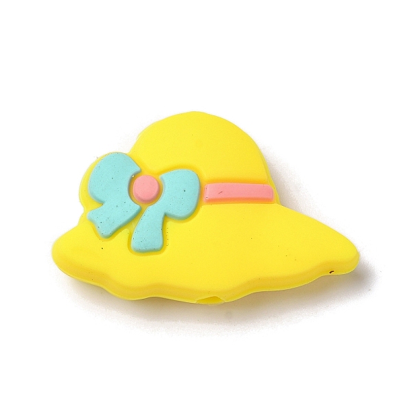 

PandaHall Hat with Bowknot Silicone Focal Beads, Silicone Teething Beads, Yellow, 19x30x9mm, Hole: 3mm Silicone Hat Yellow