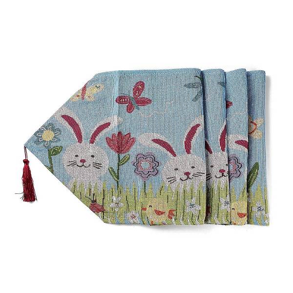 

PandaHall Easter Theme Rabbit Polyester & Non-woven Fabric Knitted Table Runners, Placemats for Dining Table Decoration, Light Blue...