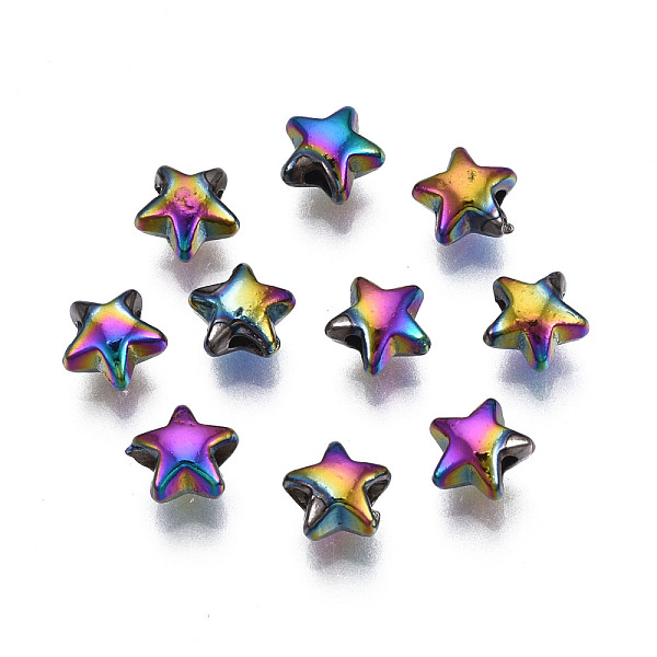 

PandaHall Rack Plating Rainbow Color Alloy Beads, Cadmium Free & Nickel Free & Lead Free, Star, 6x6x3.5mm, Hole: 1.5~1.6mm Alloy Star