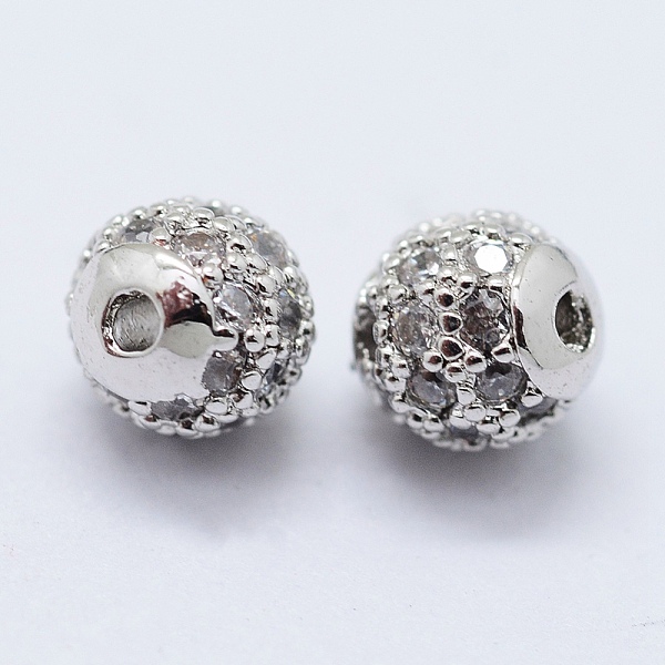 

PandaHall Brass Cubic Zirconia Beads, Round, Lead Free & Cadmium Free, Platinum, 4mm, Hole: 0.5mm Brass+Cubic Zirconia Round
