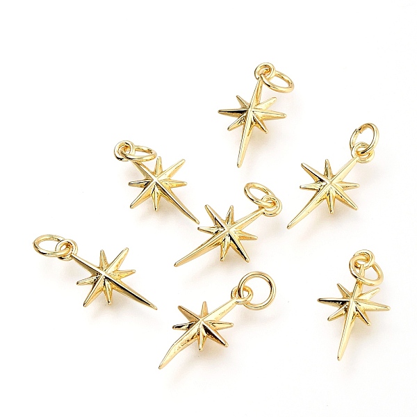 

PandaHall Brass Pendants, with Jump Rings, Star, Real 18K Gold Plated, 17x9.7x2.5mm, Hole: 3.4mm Brass Star