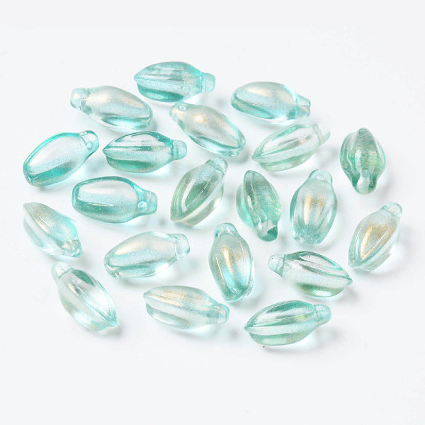 

PandaHall Transparent Spray Painted Glass Pendants, with Glitter Powder, Bud, Medium Turquoise, 15x8.5x7.5mm, Hole: 1.2mm Glass Flower