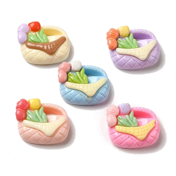 

PandaHall Opaque Resin Decoden Cabochons, Flower Basket, Mixed Color, 15x19x8mm Resin Flower Multicolor