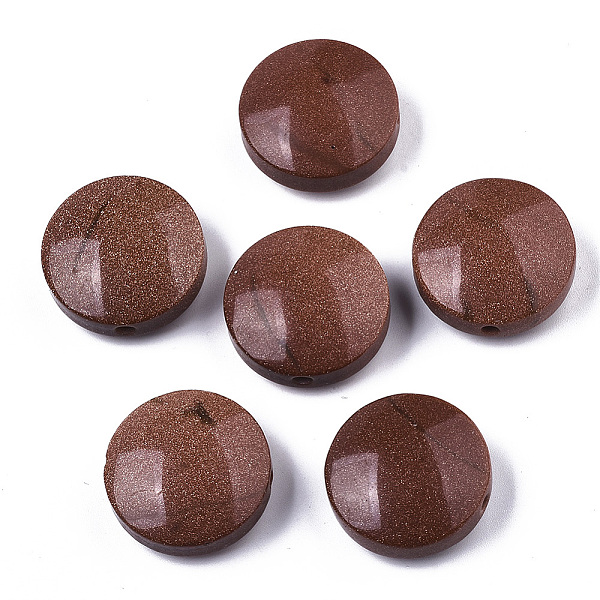 

PandaHall Synthetic Goldstone Beads, Flat Round, 26~27x12mm, Hole: 2.5mm Goldstone Flat Round