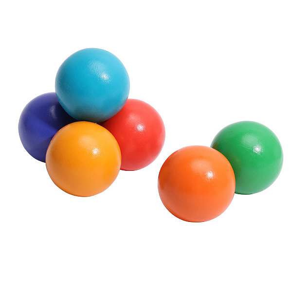 Jouets de boule en bois de couleur arc-en-ciel 6 couleurs