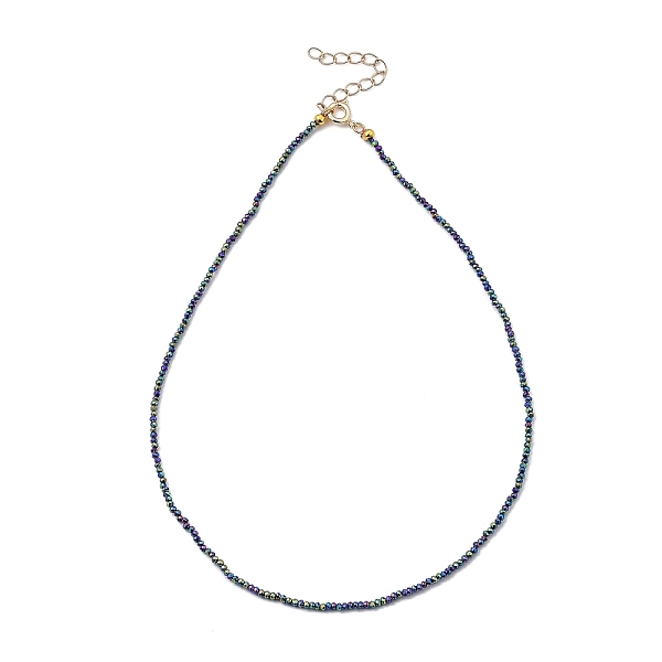 

PandaHall Faceted Rondelle Glass Beaded Necklaces, with Golden Plated Brass Spring Ring Clasps, Colorful, 14.37 inch(36.5cm) Glass