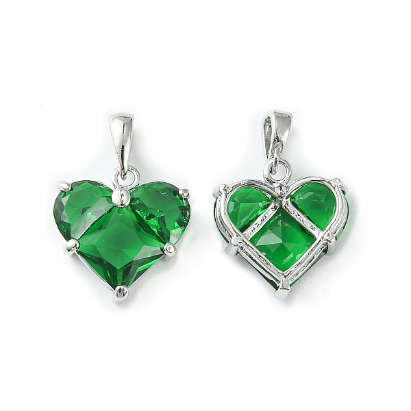 

PandaHall Brass Micro Pave Cubic Zirconia Charms, Heart Charm, Real Platinum Plated, Green, 14.5x13.5x5mm, Hole: 3x2.5mm Brass+Cubic...