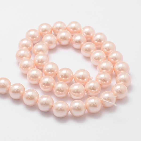 

PandaHall Shell Pearl Bead Strands, Rainbow Plated, Grade A, Round, PeachPuff, 8mm, Hole: 1mm, about 51pcs/strand, 16 inch Shell Pearl Round..., Brown