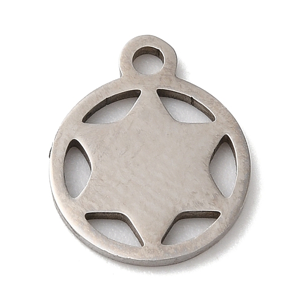 

PandaHall Christmas 201 Stainless Steel Charms, Flat Round with Star of David, Stainless Steel Color, 12.5x10x1mm, Hole: 1.5mm 201 Stainless...