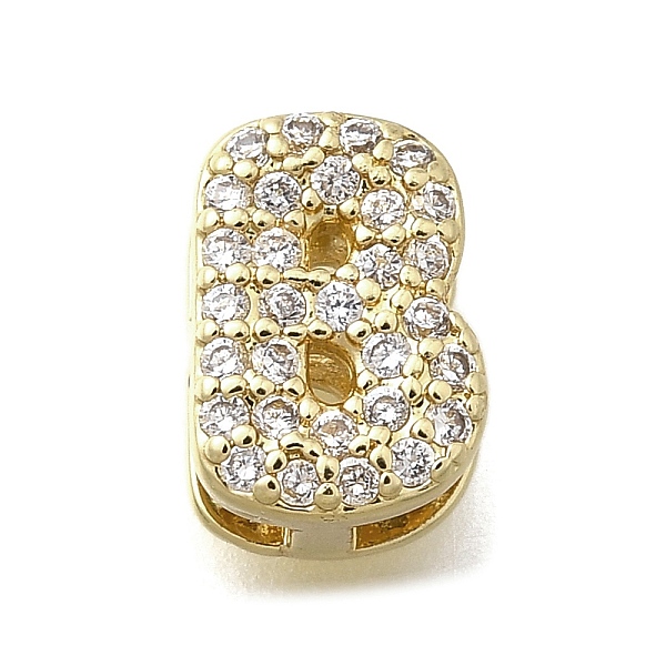Brass Micro Pave Cubic Zirconia Letter Multi-Strand Links-image-KK-D295-32G-02-en