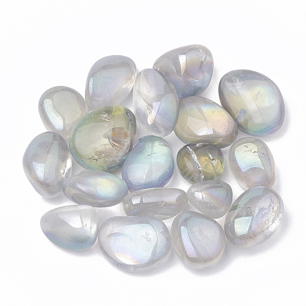 PandaHall Vacuum Plating Natural Quartz Crystal Beads, Tumbled Stone, No Hole/Undrilled, Nuggets, Light Blue, 15~35x9~25x6~25mm, about...