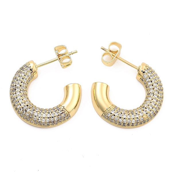 

PandaHall Brass Pave Clear Cubic Zirconia Stud Earrings, Toroidal, Golden, 19.5x3.5mm Cubic Zirconia Others Clear