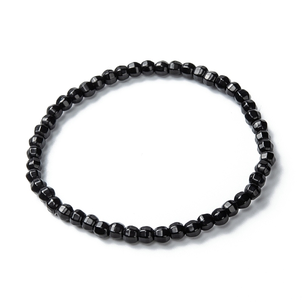 

PandaHall Glass Beads Stretch Bracelets, Faceted, Round, Black, Beads: 4mm, Inner Diameter: 2-1/4 inch(5.6cm) Glass Black