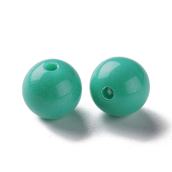 

PandaHall Opaque Acrylic Beads, Round, Light Sea Green, 12x11mm, Hole: 1.8mm, about 566pcs/500g Acrylic Round