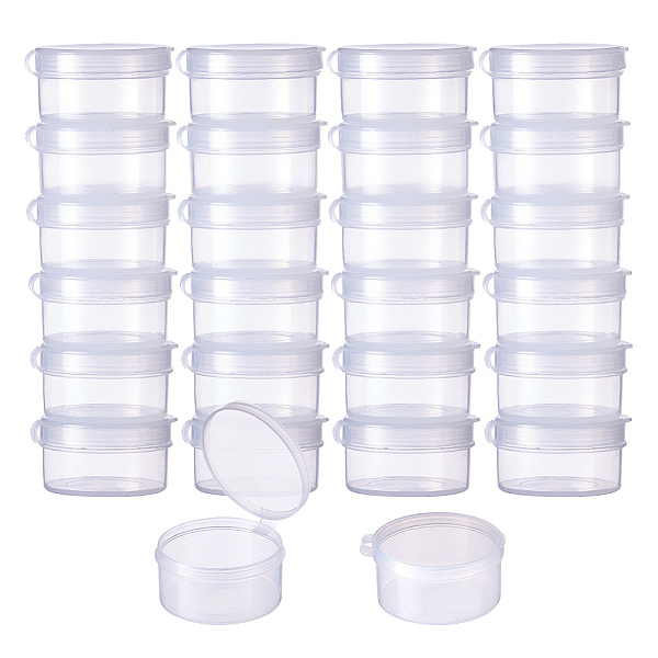 PandaHall BENECREAT 30 PACK 7ml/0.23oz Round Clear Plastic Bead Storage Containers Box Case with Flip-Up Lids for Items,Pills,Herbs,Tiny...