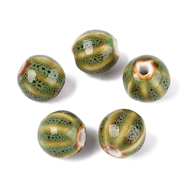 Vintage Porcelain Corrugated Beads