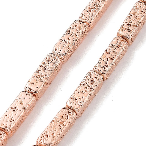 

PandaHall Electroplated Natural Lava Rock Beads Strands, Rectangle, Rose Gold Plated, 14x4.5x4.5mm, Hole: 0.9mm, about 29pcs/strand, 16.10''...