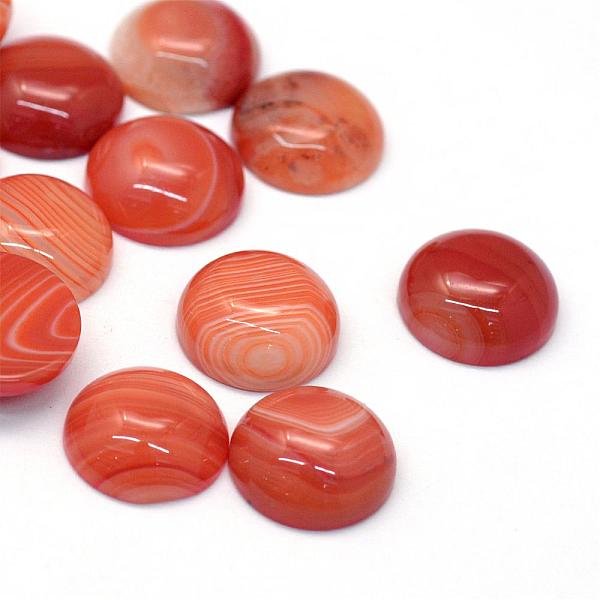 

PandaHall Dyed Natural Striped Agate/Banded Agate Cabochons, Half Round/Dome, Chocolate, 16x6~7mm Banded Agate Half Round Brown