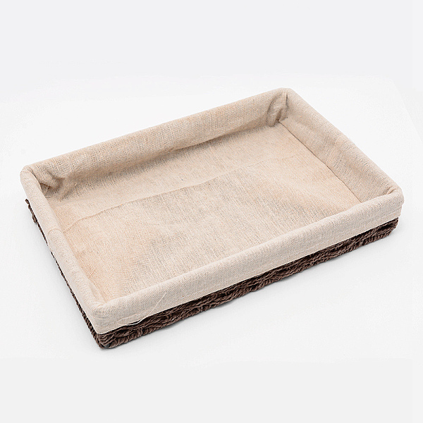 

PandaHall Paper Braid Baskets, with Removable Linen Liners, for Laundry, Picnic and Grocery Basket, Rectangle, Sienna, 30x20x5cm, Inner Size..., Brown