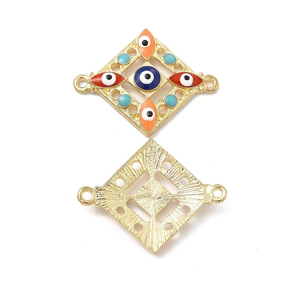 

PandaHall Alloy Enamel Connector Charms with Synthetic Turquoise, Rhombus Links with Colorful Evil Eye, Nickel, Golden, 29x23x3.5mm, Hole...
