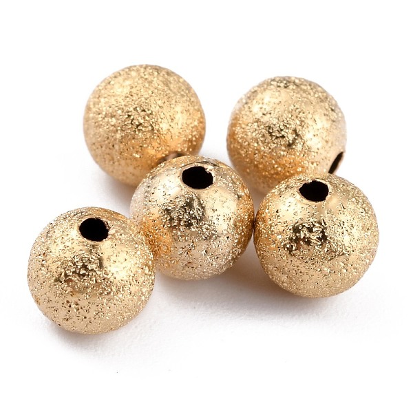 

PandaHall Long-Lasting Plated Brass Beads, Textured Beads, Round, Real 24K Gold Plated, 6mm, Hole: 1.2mm Brass Round